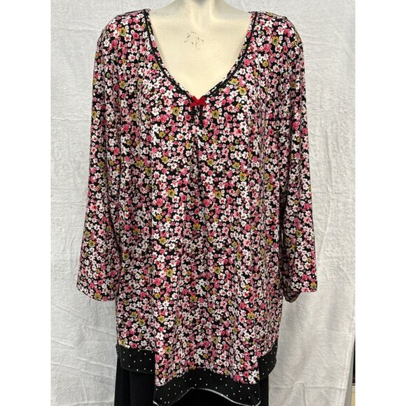 Ellen Tracy‎ Womens Multicolor Floral Pattern V-Neck Blouse Size 3X 3/4 Sleeve - Picture 1 of 9